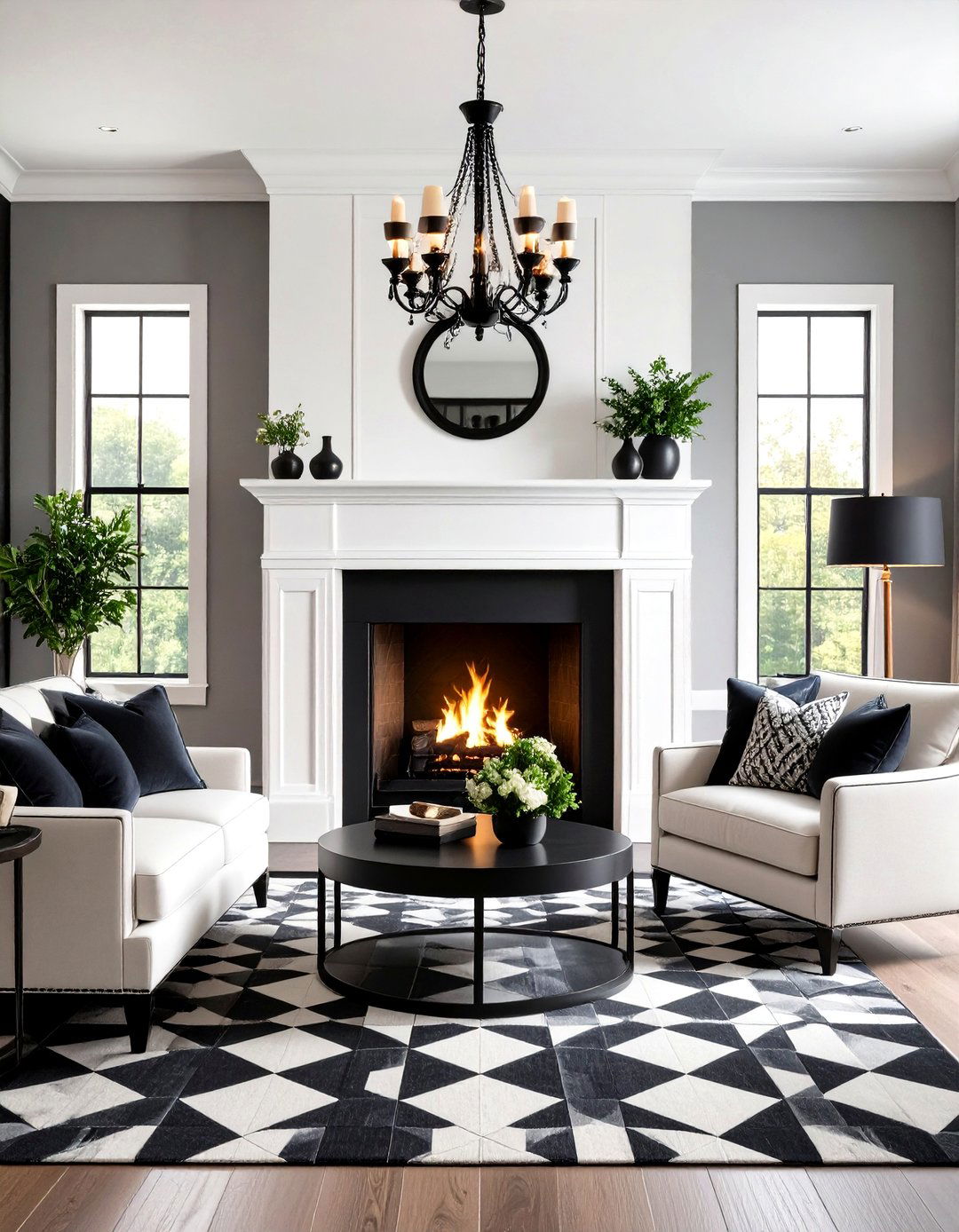 Black and White Checkered Pattern - 24 Black and White Fireplace Ideas