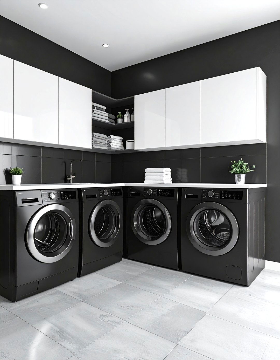 Black and White Contrast - 24 Laundry Room Paint Ideas