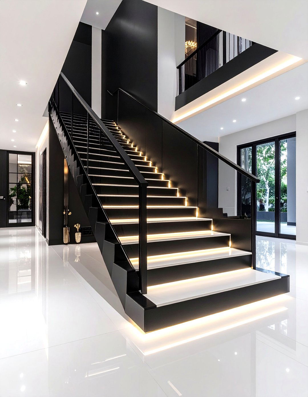 Black and White Contrast Staircase - 24 black staircase ideas