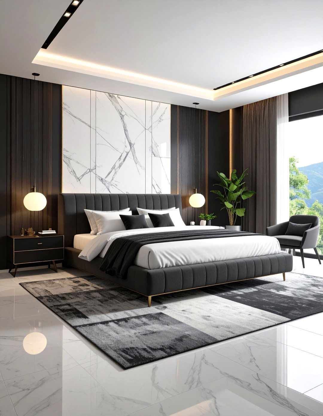 Black and White Geometric - 24 Dark Bedroom Ideas