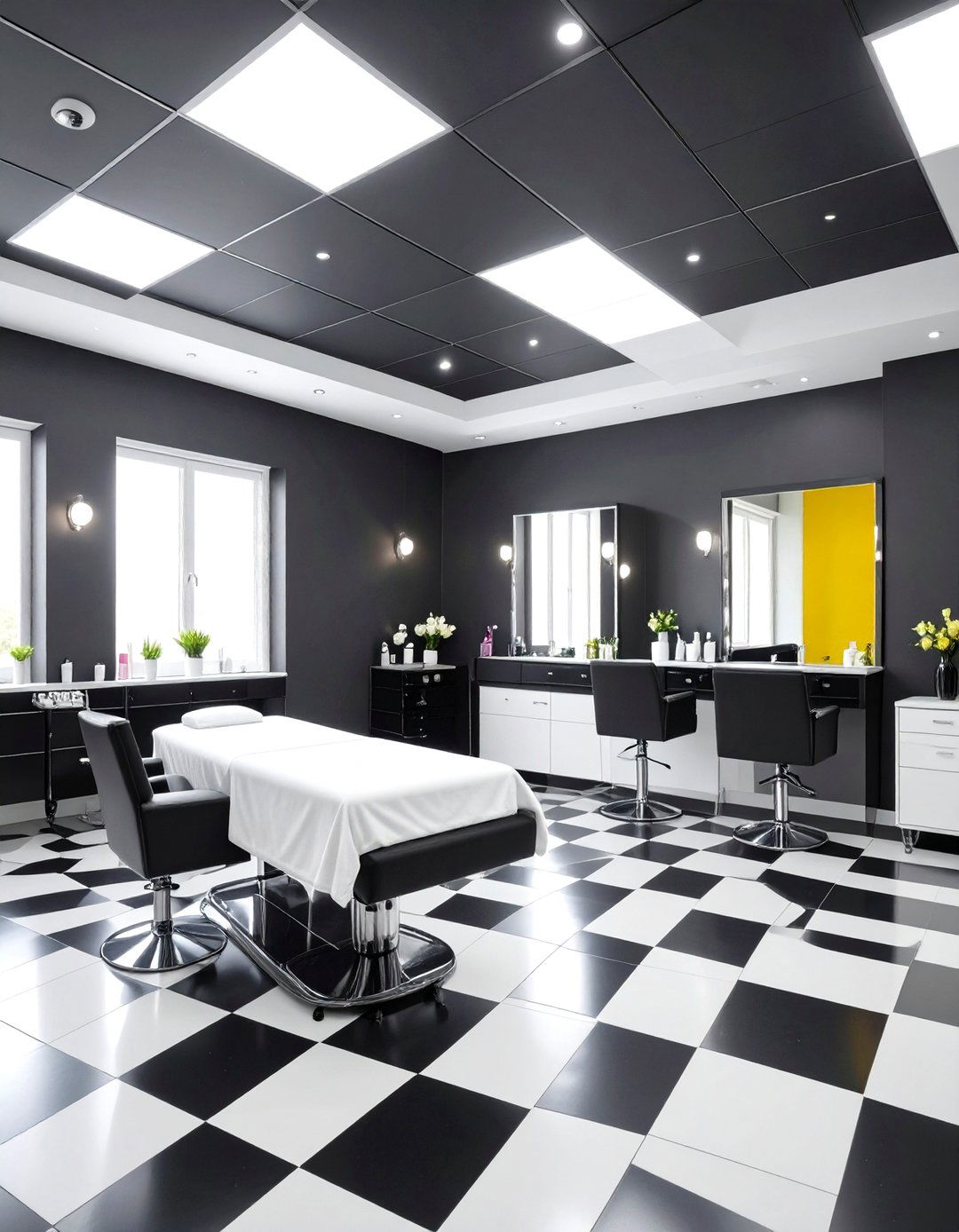 Black and White Lash Room Contrast - 24 Lash Room Ideas