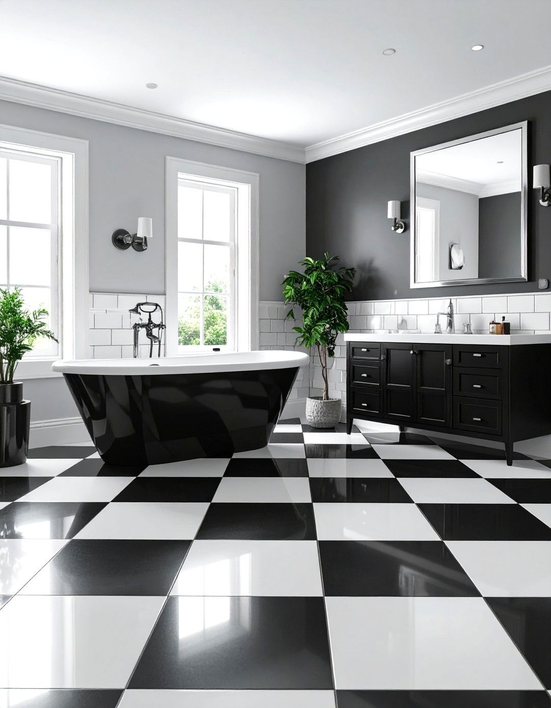 Black and White Monochrome Bathroom - 24 Aesthetic Bathroom Ideas