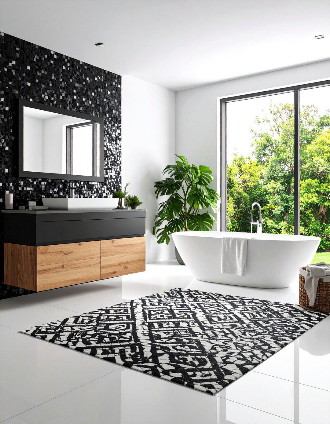 Black and White Mosaic Designs - 24 Bathroom Flooring Ideas