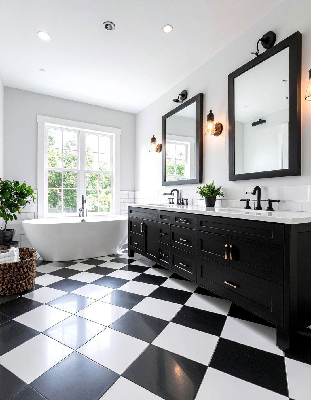 Black and White Primary Bathroom Classic - 24 Primary Bathroom Ideas