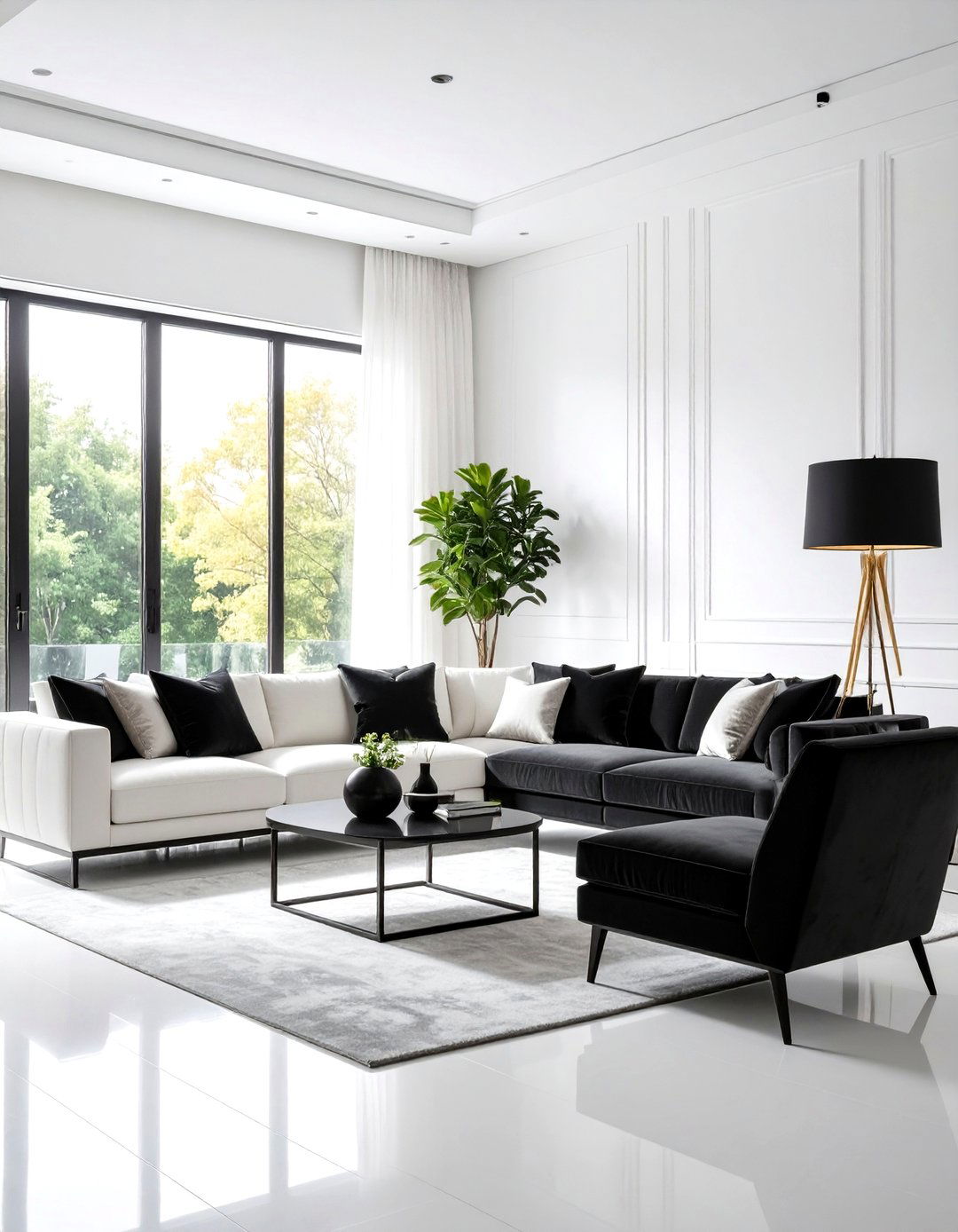 Black and White Sophistication Schemes - 24 Glam Living Room Ideas