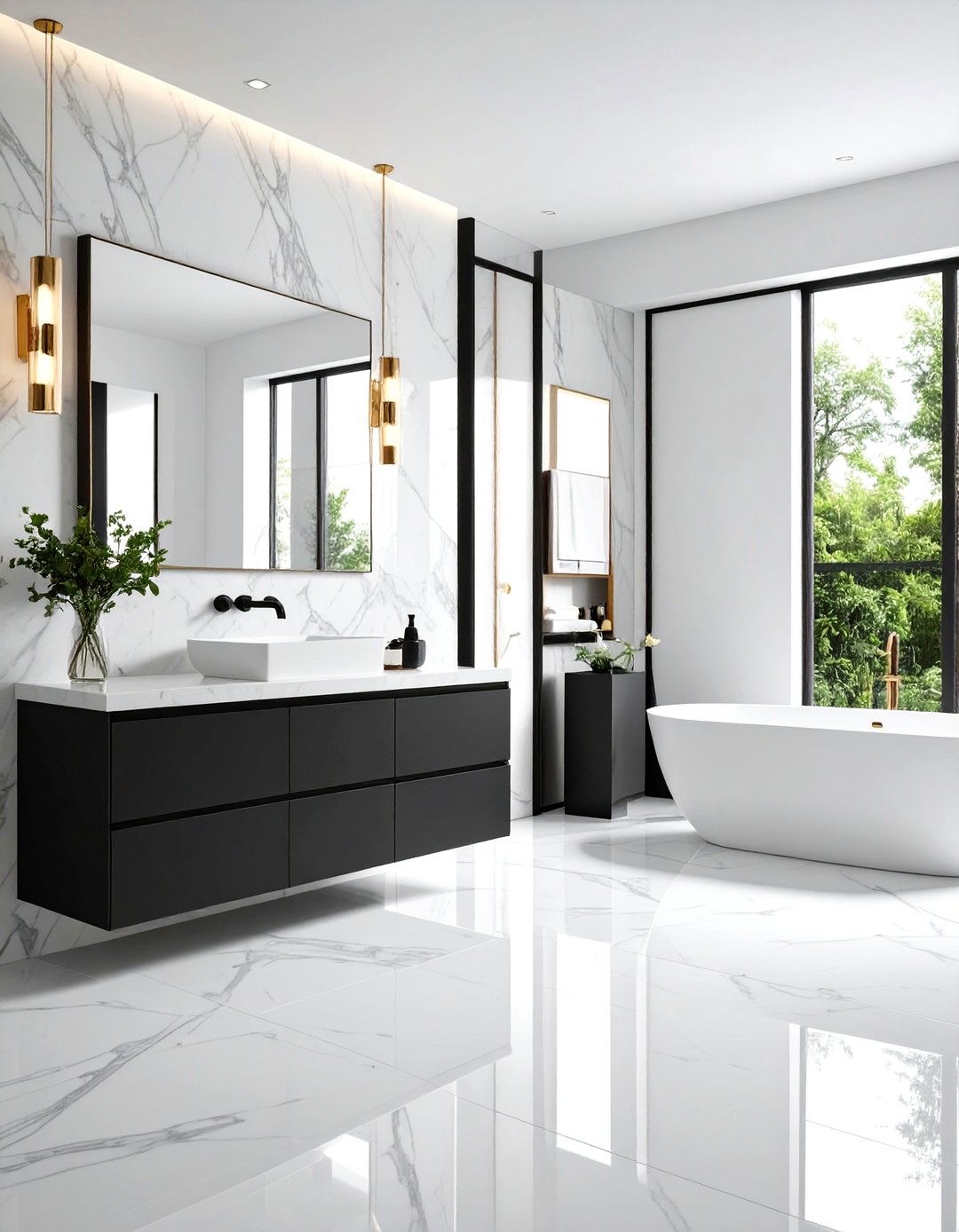 Black and White Timeless Contrast - 24 Ensuite Bathroom Ideas