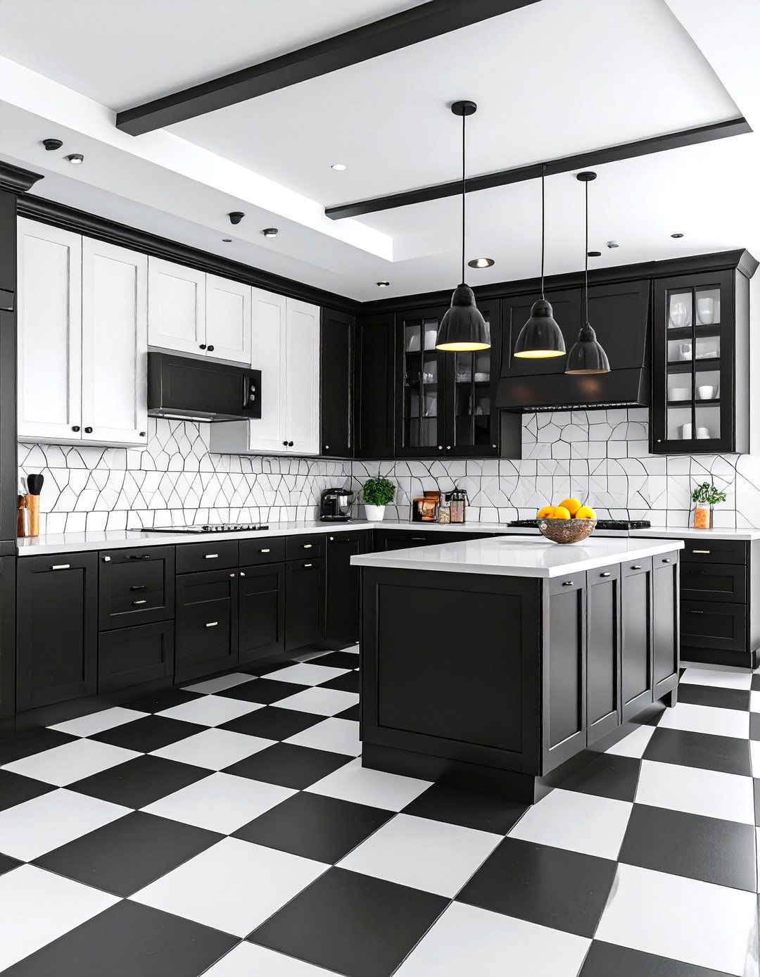 Black and White Vaulted Kitchen - 24 Vaulted Ceiling Kitchen Ideas