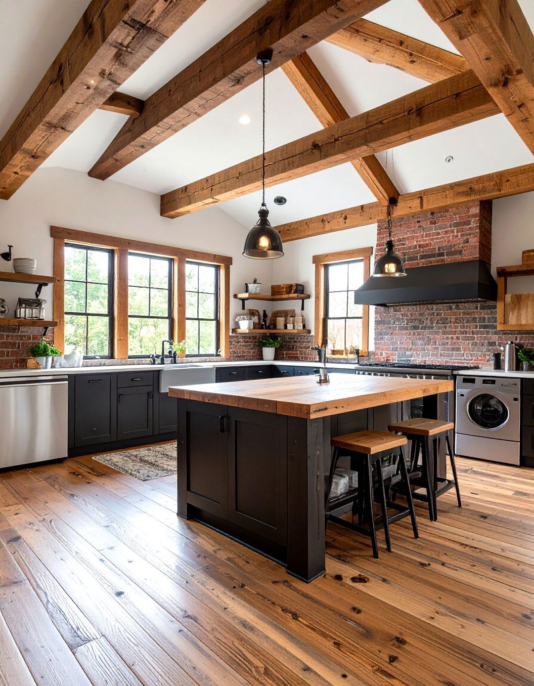 Black and Wood Rustic Combination - 24 black laundry room ideas