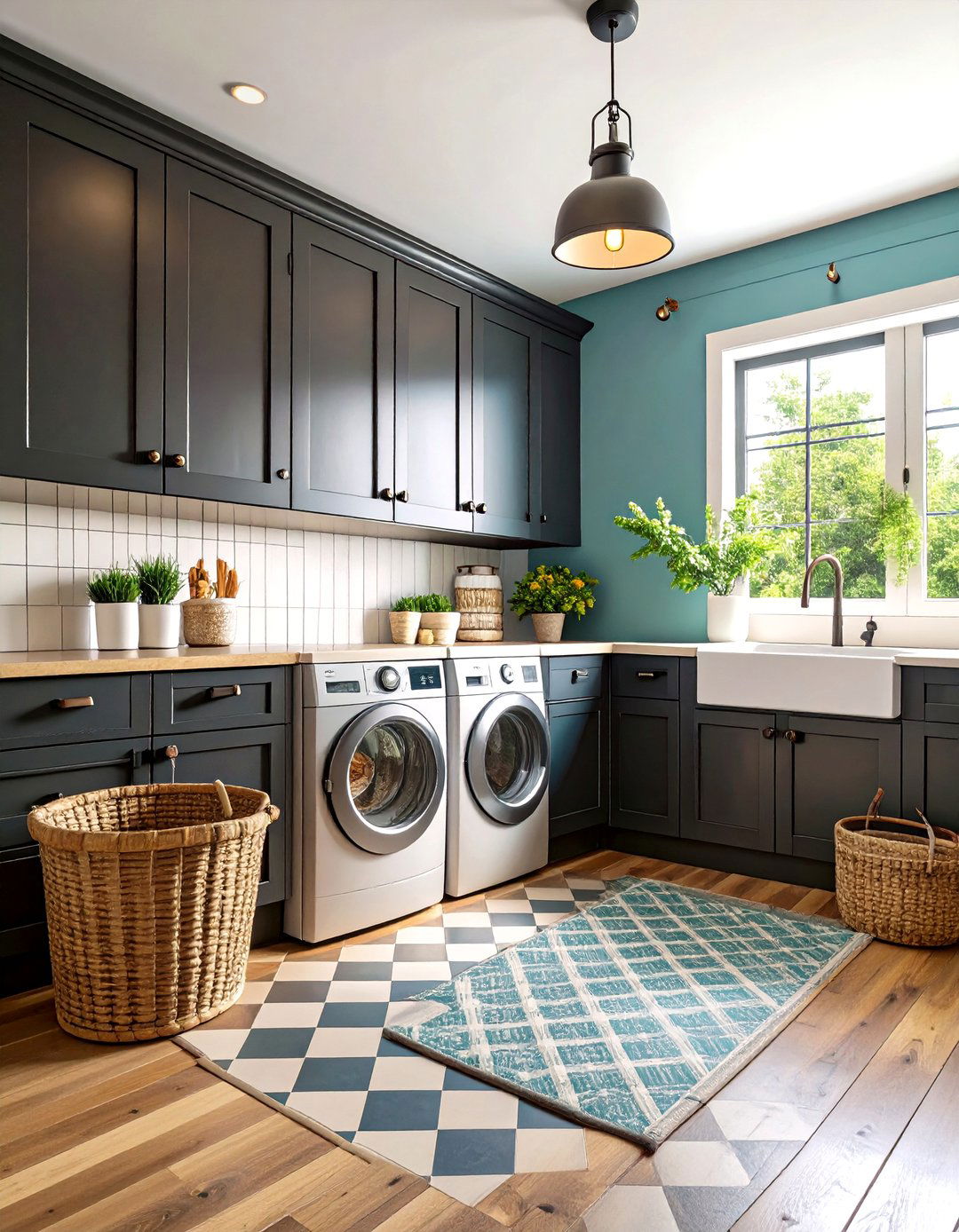 Black with Vintage Elements - 24 black laundry room ideas
