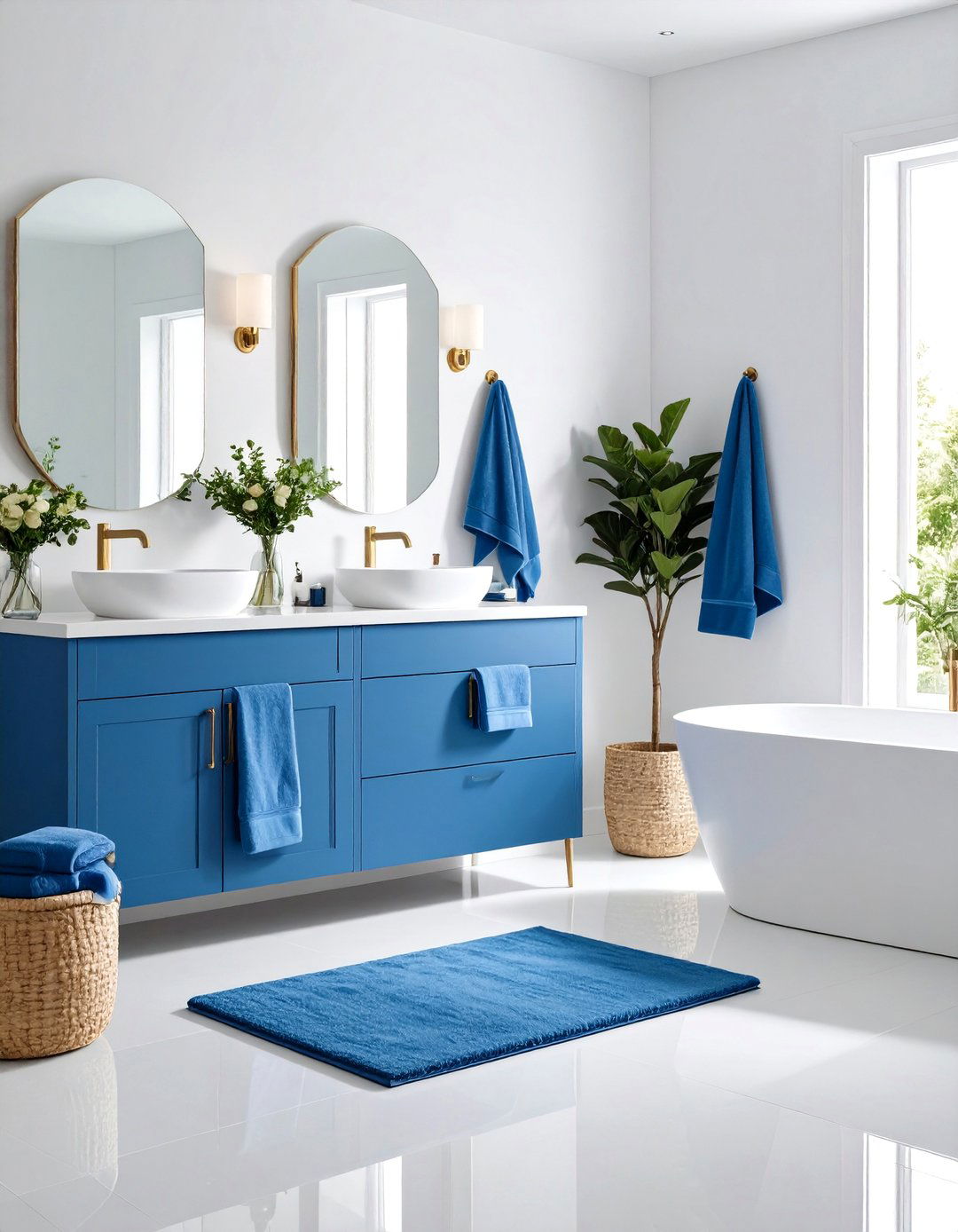 Blue Accent Accessories Coordination - 24 Blue Bathroom Ideas