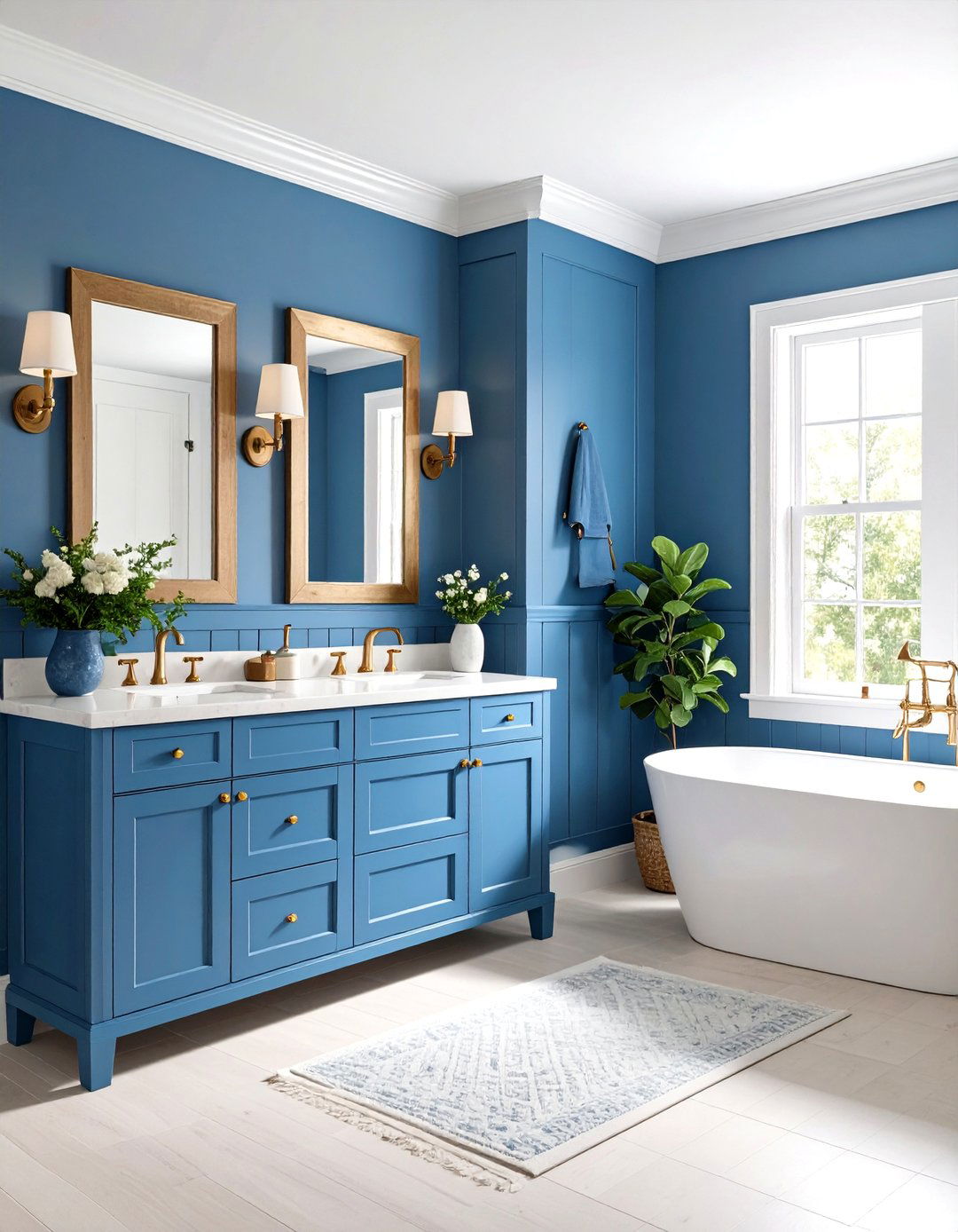 Blue Beadboard Wainscoting Design - 24 Blue and Gray Bathroom Ideas