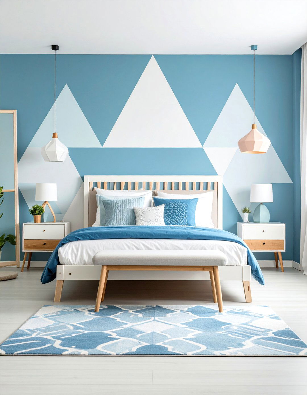 Blue Geometric Pattern Play - 24 Girls Blue Bedroom Ideas
