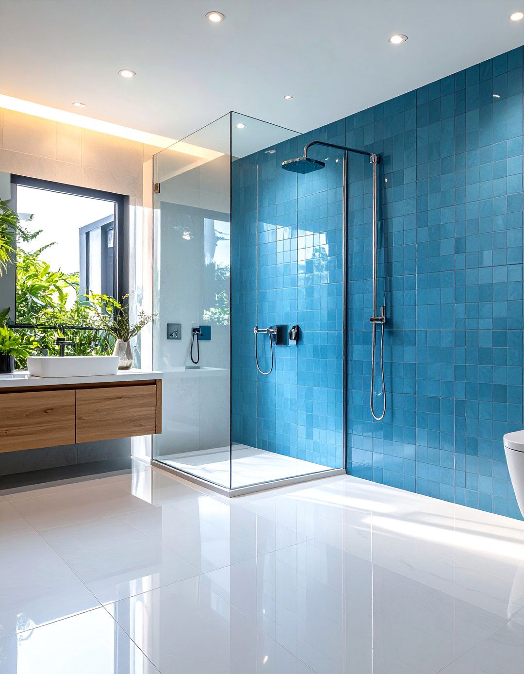 Blue Glass Tile Brilliance - 24 Blue Bathroom Ideas