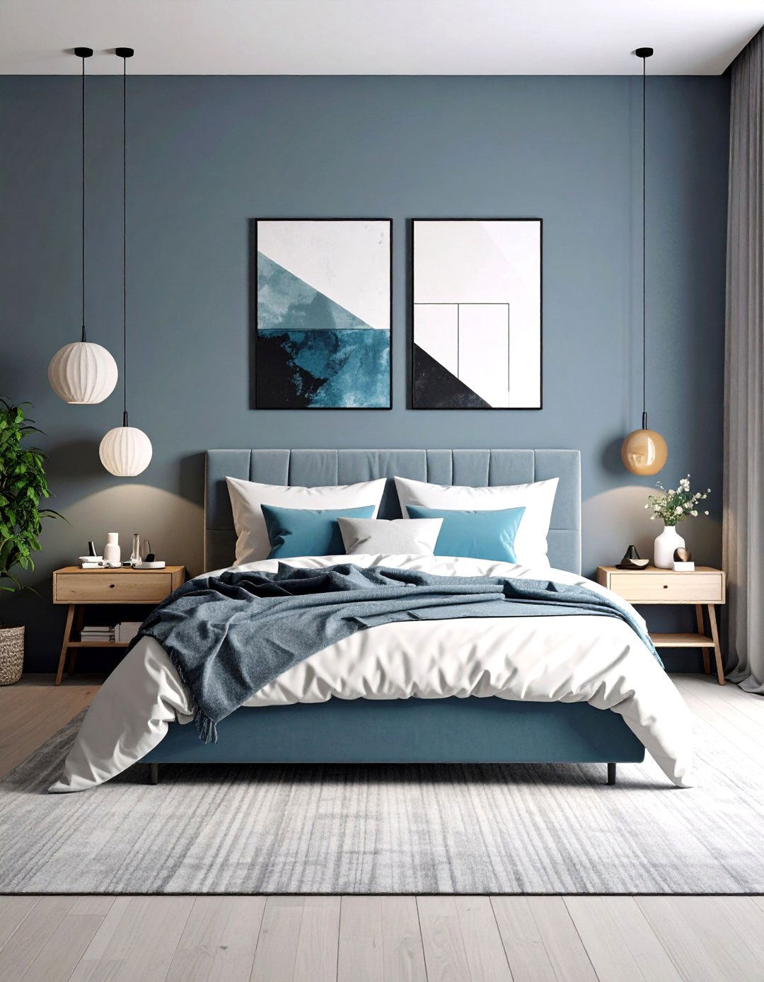 Blue Gray Minimalist Haven - 24 Moody Blue Bedroom Ideas