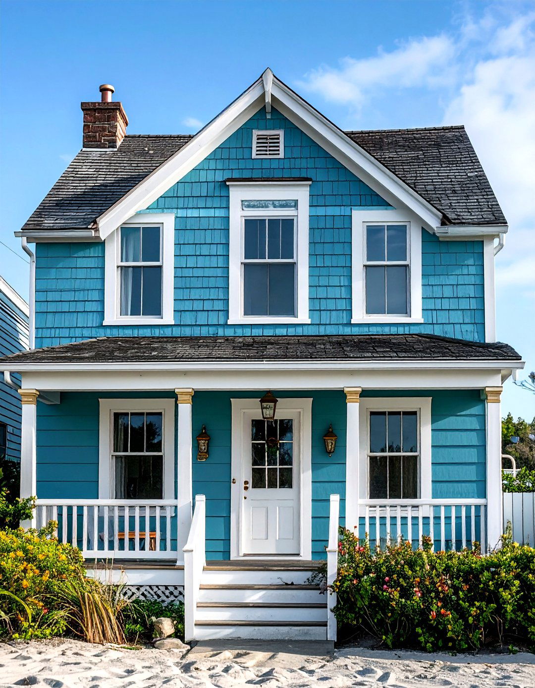 Blue Green Coastal Retreat Theme - 24 Green Exterior House Paint Ideas