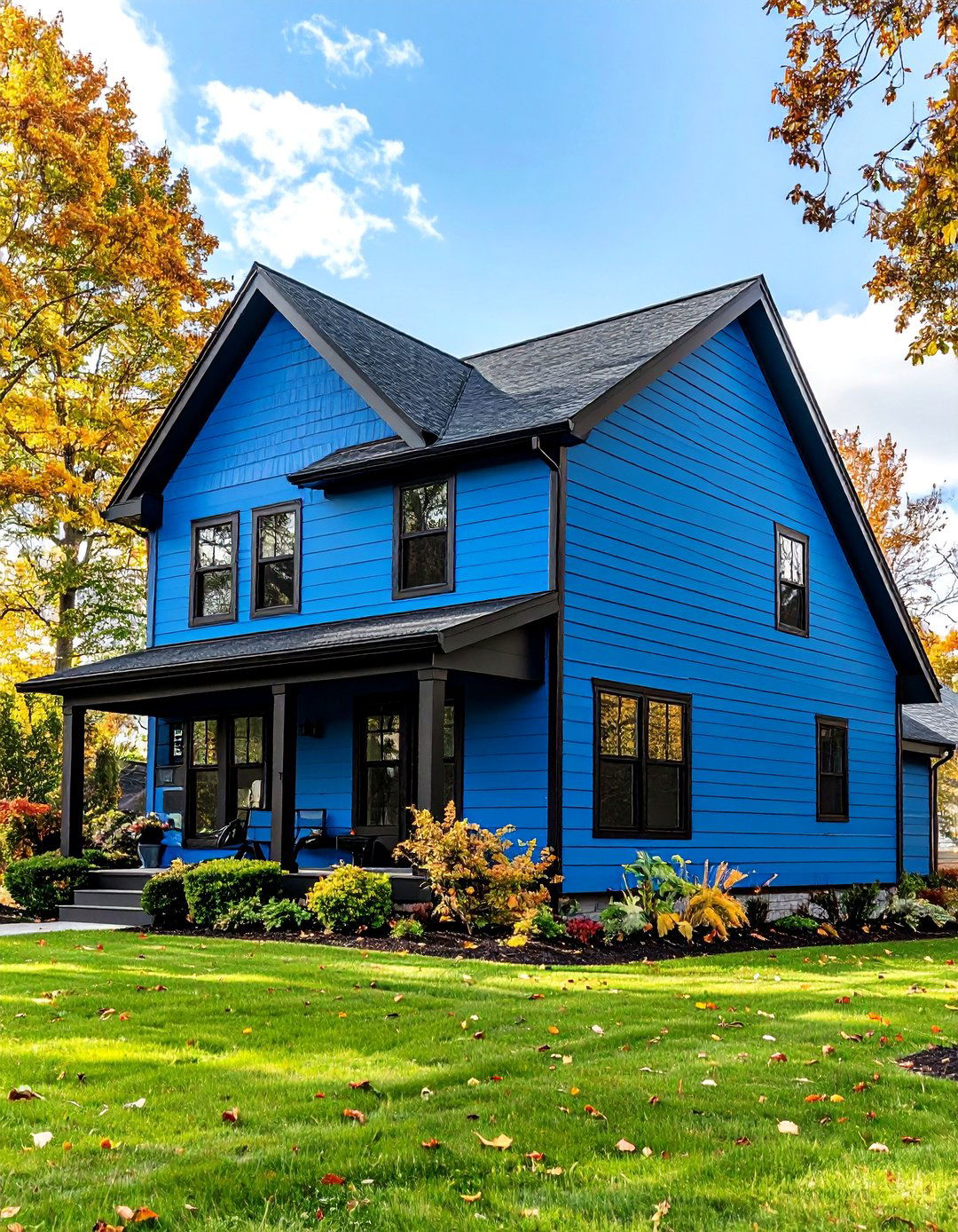 Blue Insulated Siding With Black Vinyl Trim - 24 Dark Blue House With Black Trim