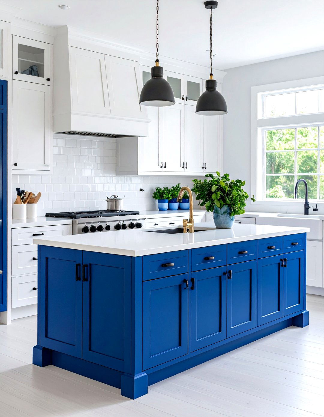 Blue Kitchen Hardware on White Cabinets - 24 Blue Kitchen Ideas