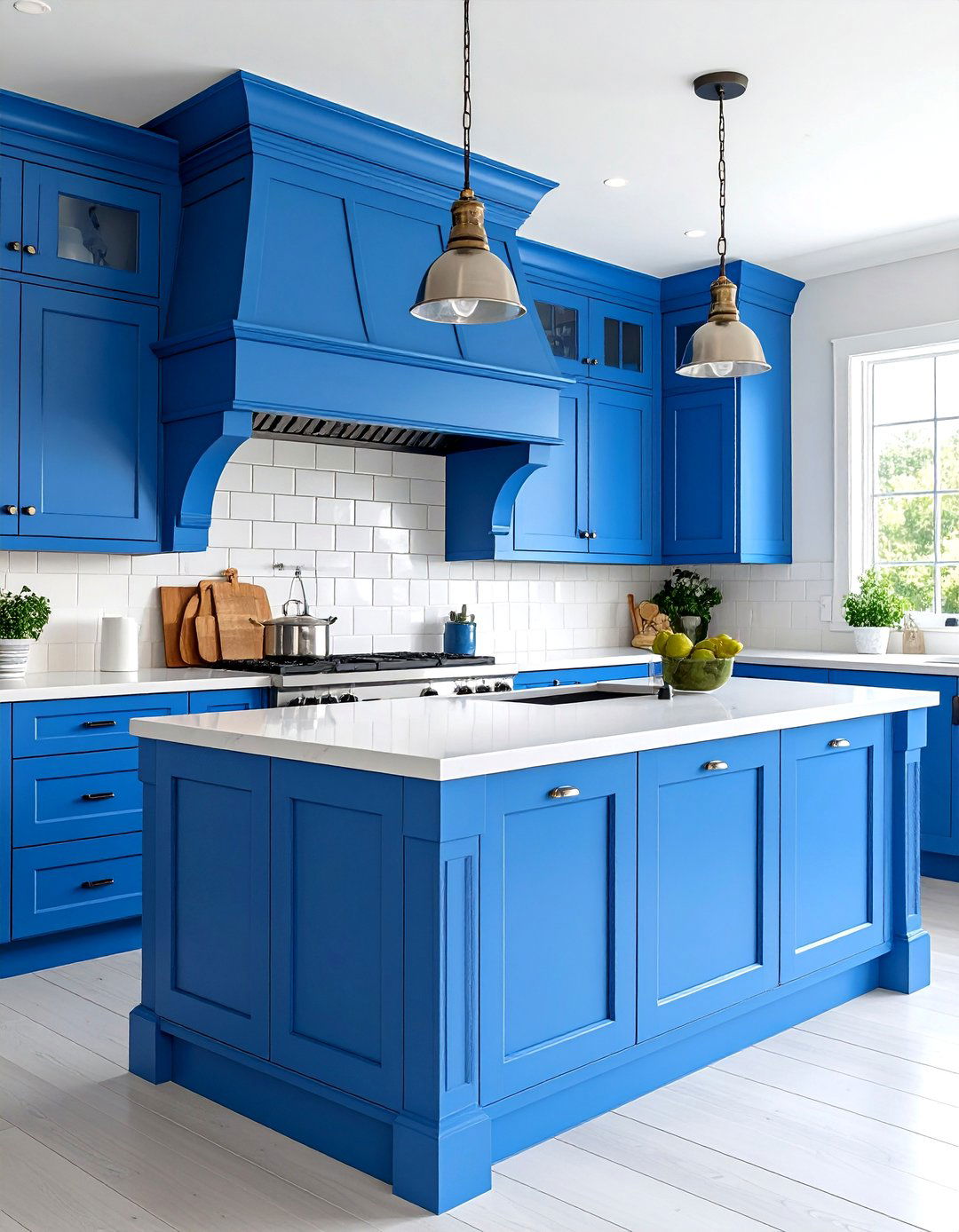 Blue Kitchen Range Hood with Matching Cabinets - 24 Blue Kitchen Ideas