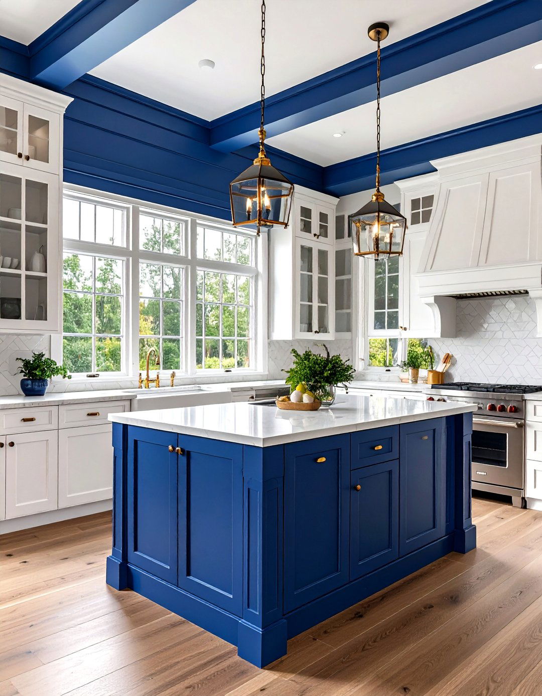 Blue Kitchen Trim with White Cabinets - 24 Blue Kitchen Ideas