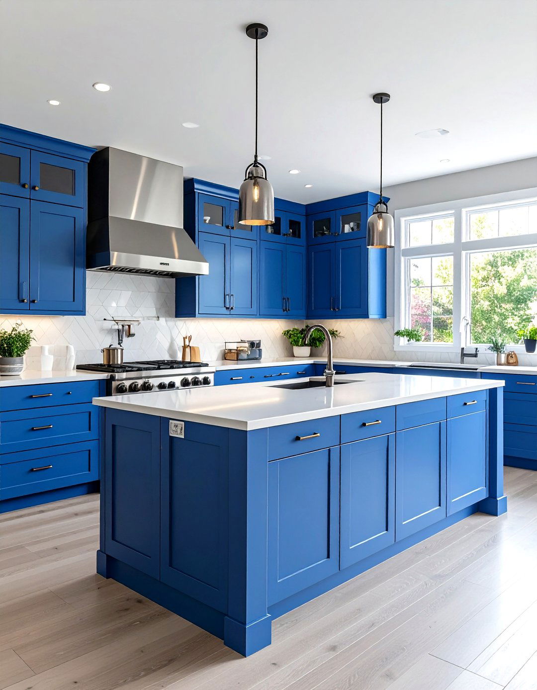 Blue Kitchen with Stainless Steel Appliances - 24 Blue Kitchen Ideas