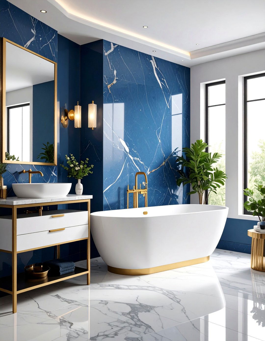 Blue Marble Luxury Statement - 24 Blue Bathroom Ideas