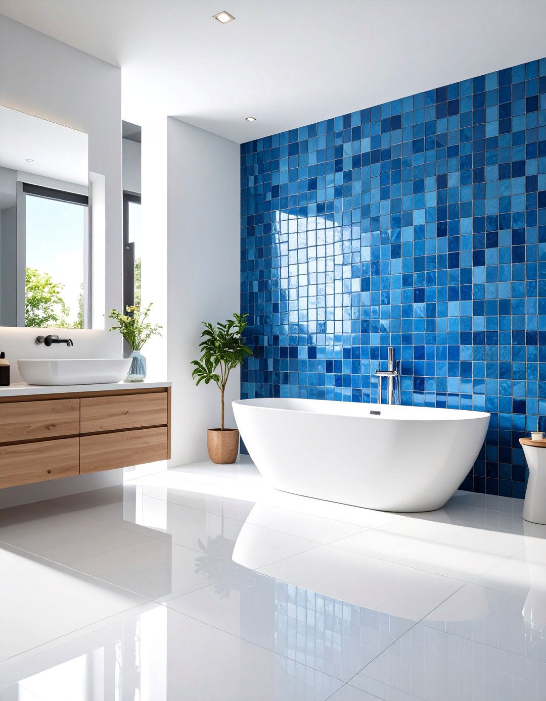 Blue Mosaic Tile Artistry - 24 Blue Bathroom Ideas