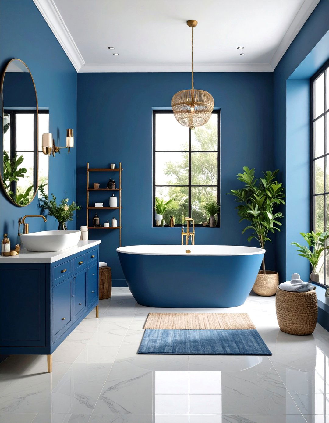 Blue Ombre Painted Walls - 24 blue powder room ideas