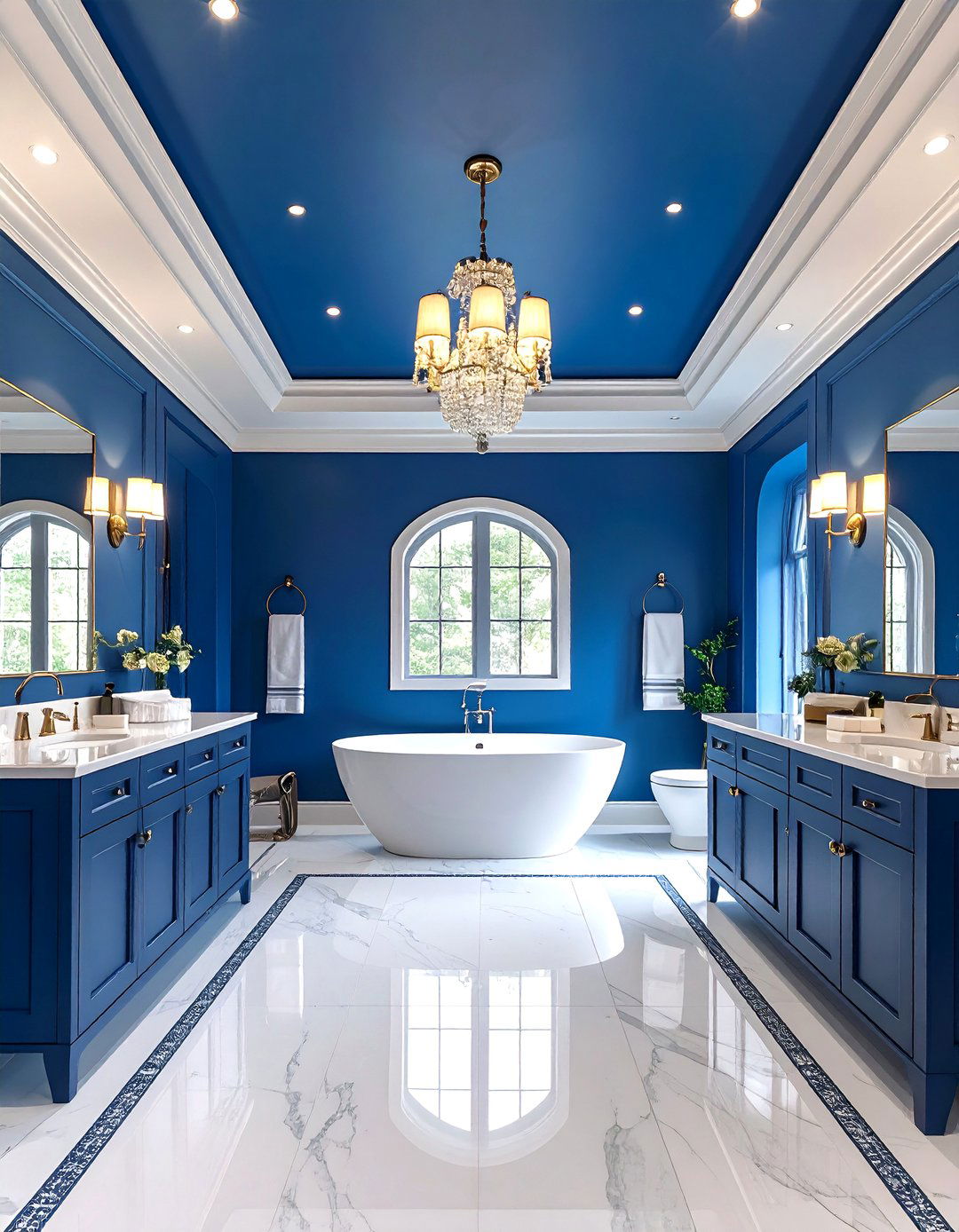 Blue Painted Ceiling Surprise - 24 Blue Bathroom Ideas
