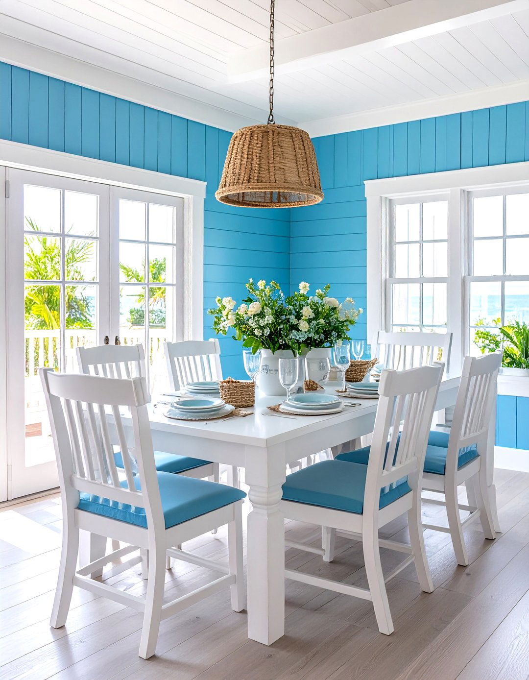 Blue Painted Shiplap Coastal Inspired - 24 Shiplap Dining Room Wall Ideas