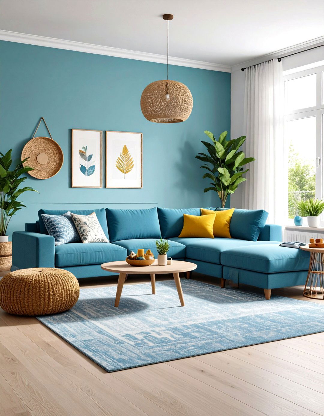 Blue Sectional Family Friendly Layout - 24 Blue Couch Living Room Ideas