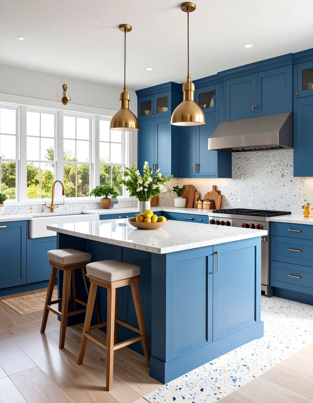 Blue Terrazzo with White Subway Tiles - 24 Terrazzo Kitchen Countertops