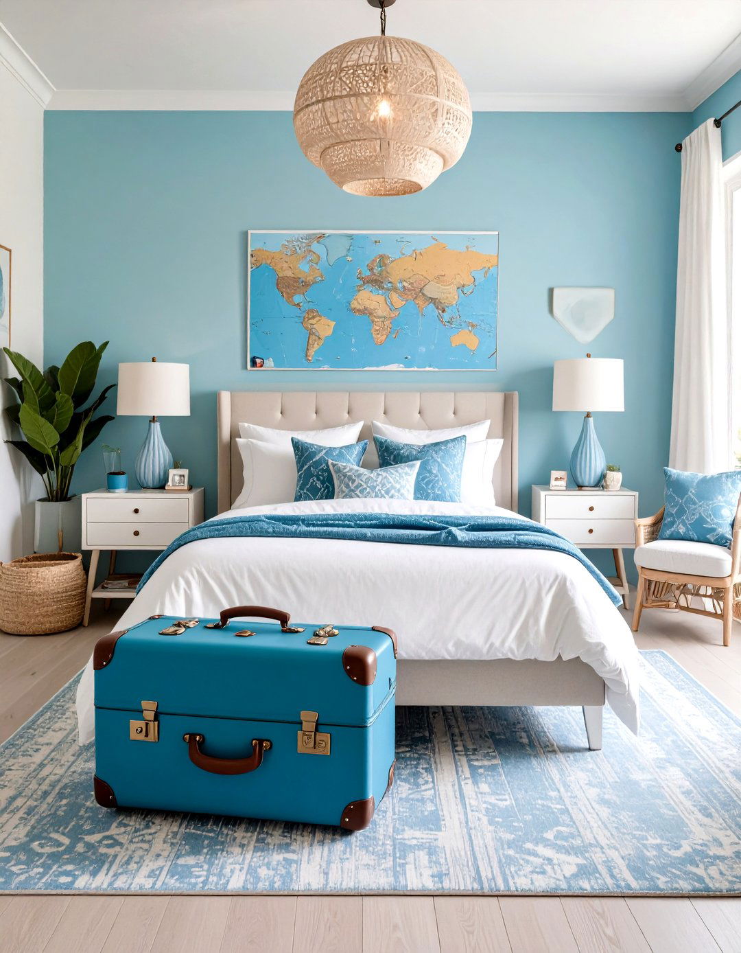 Blue Travel and Adventure Theme - 24 Girls Blue Bedroom Ideas