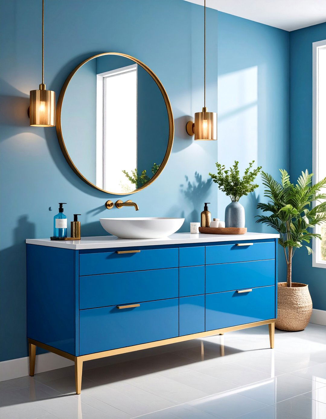 Blue Vanities with Chrome Fixtures - 24 Blue Bathroom Vanity Ideas