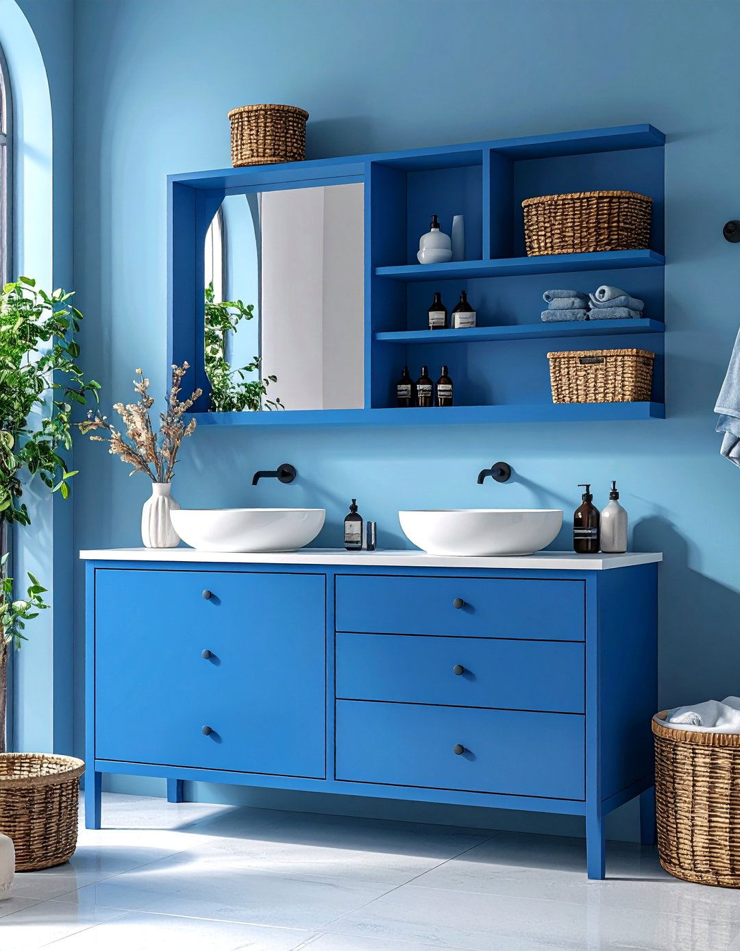 Blue Vanities with Open Shelving - 24 Blue Bathroom Vanity Ideas