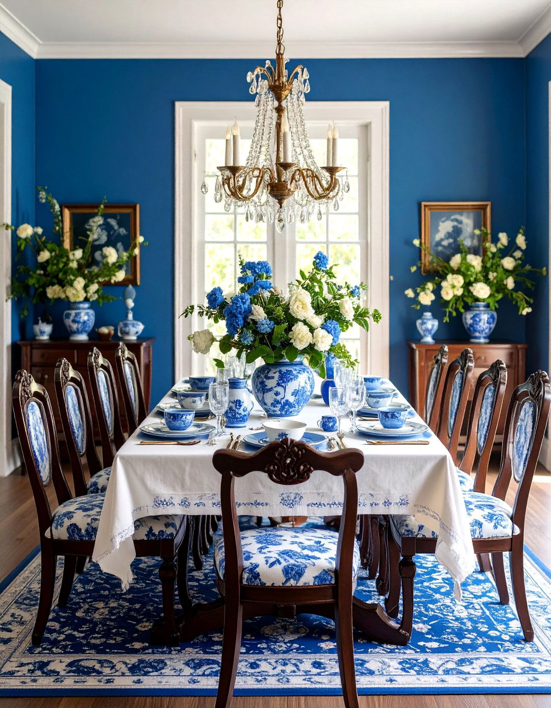 Blue and White Chinoiserie Dining Room - 24 Blue Dining Room Ideas