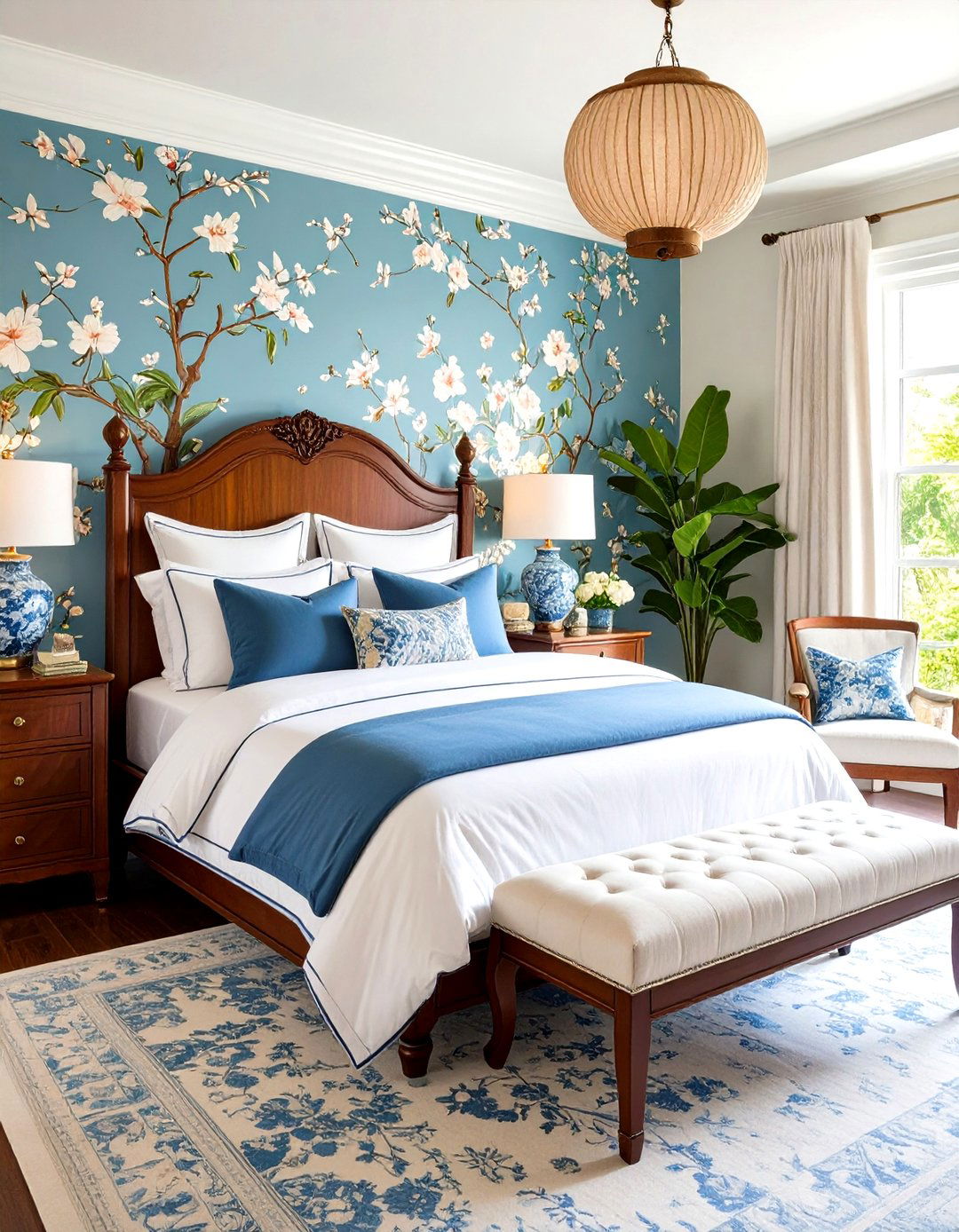 Blue and White Chinoiserie Haven - 24 Grandmillennial Style Bedroom Ideas
