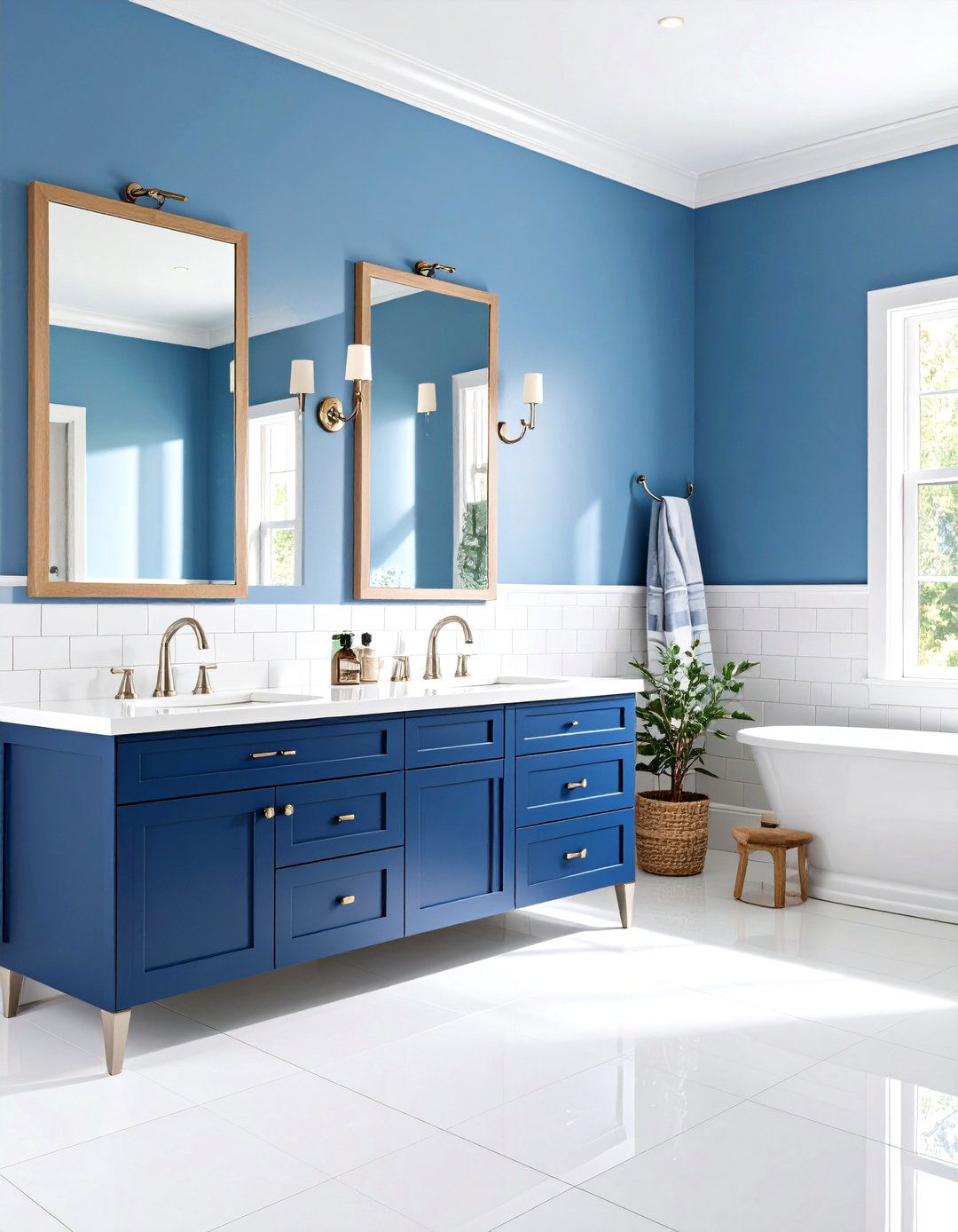 Blue and White Classic Combination - 24 Blue Bathroom Ideas