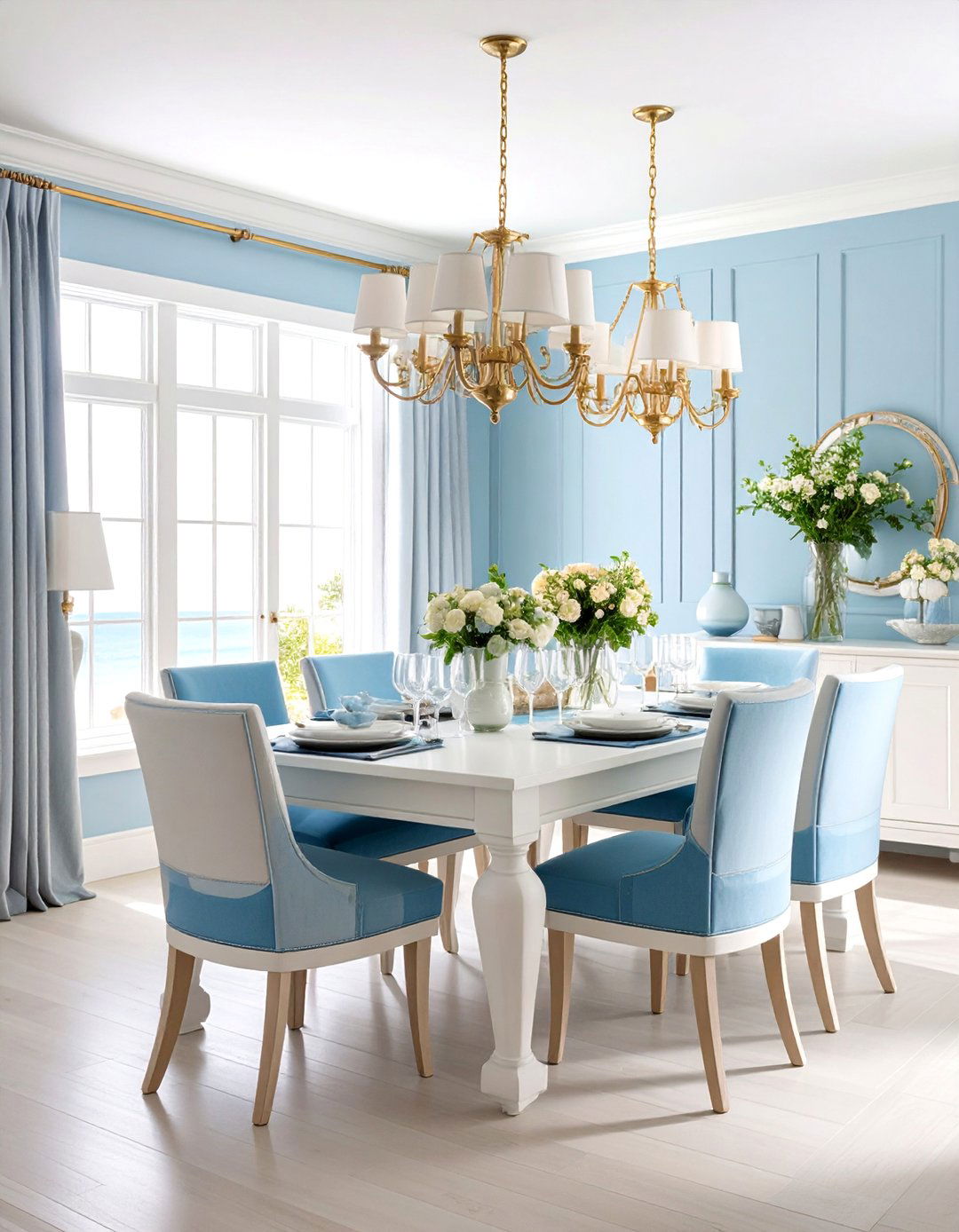 Blue and White Coastal Palettes - 24 Coastal Dining Room Ideas