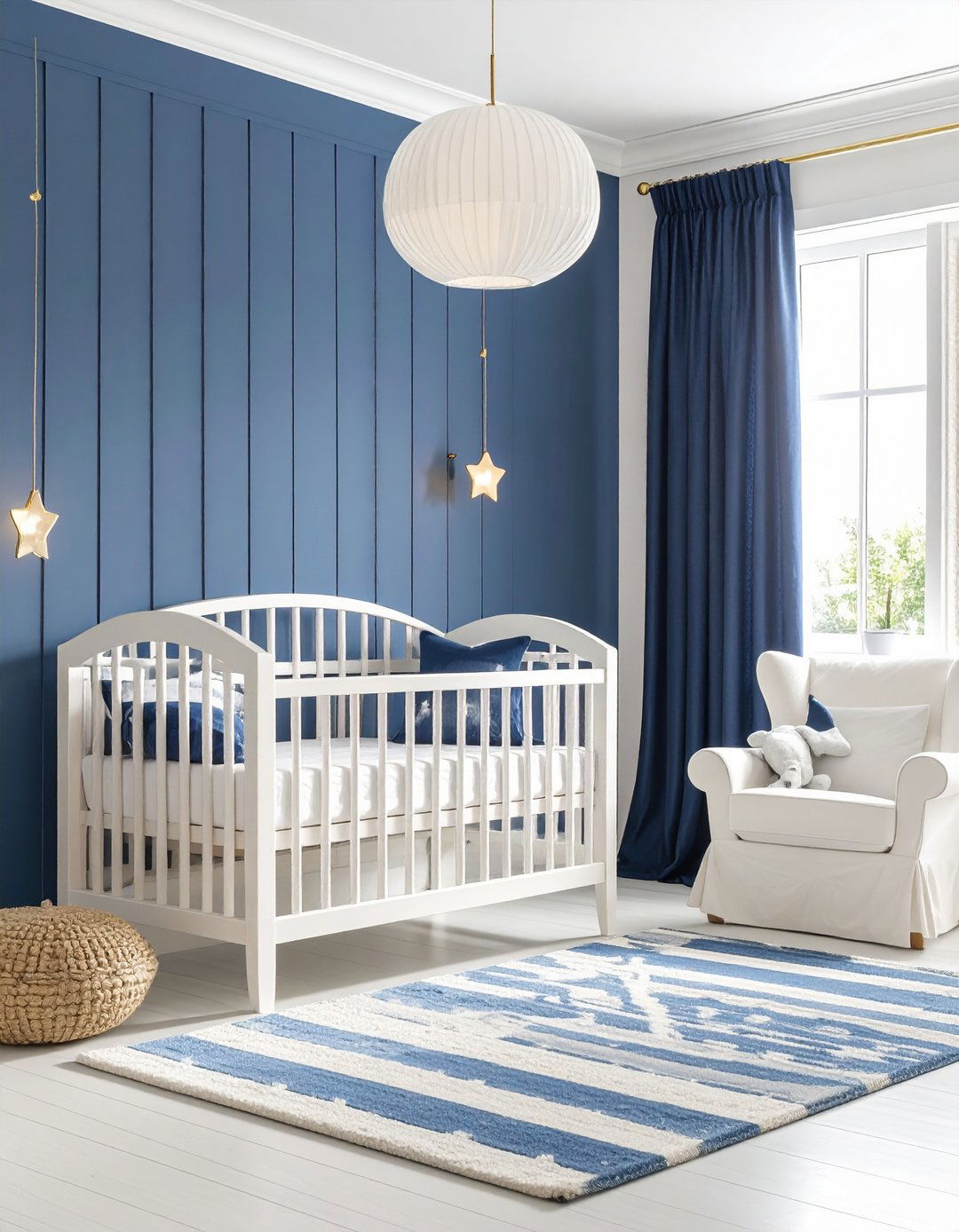 Blue and White Striped Classic Nursery - 24 Blue Nursery Ideas