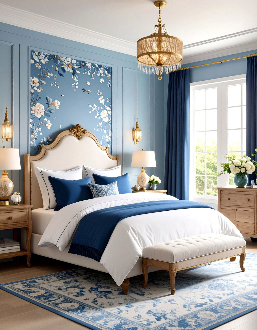 Blue and White Wallpaper Bedroom - 24 Chinoiserie Bedroom Ideas