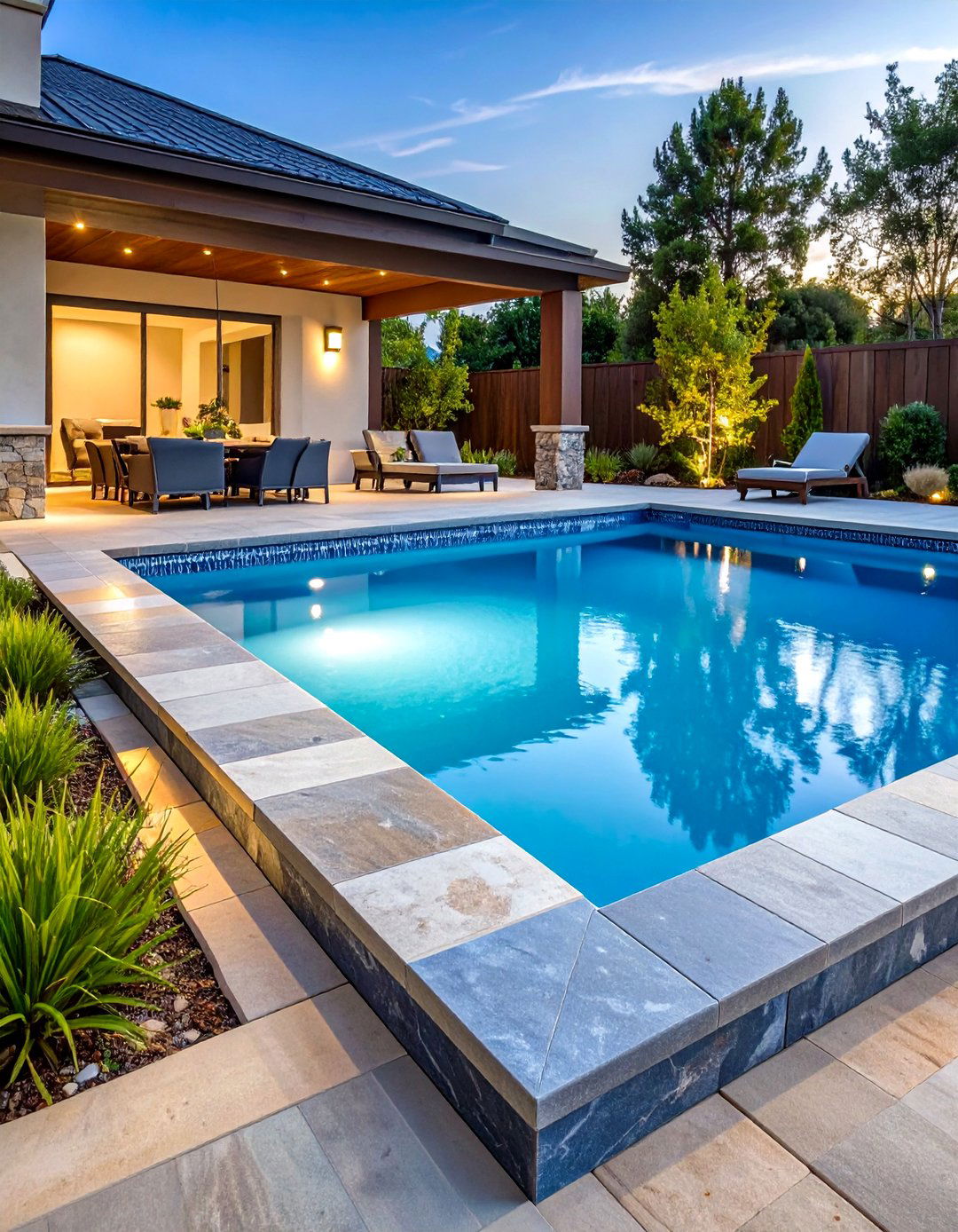 Bluestone Pool Coping Patio - 24 Stone Patio Ideas