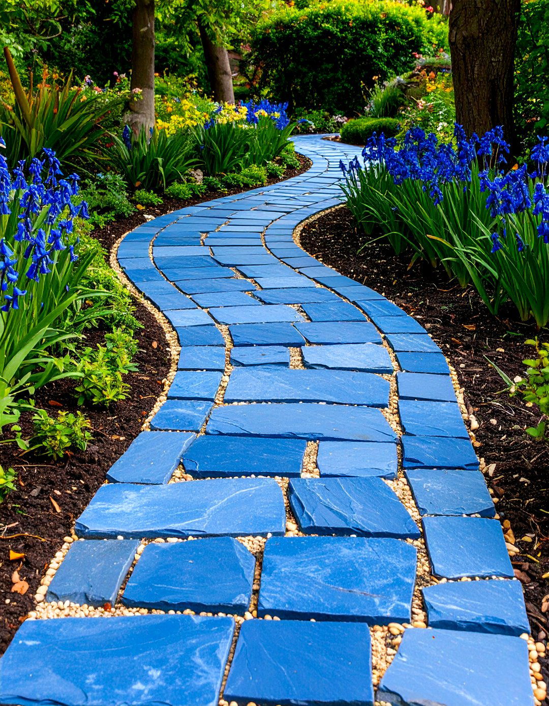 Bluestone Ribbon Path Through Planted Areas - 24 Bluestone Walkway Ideas