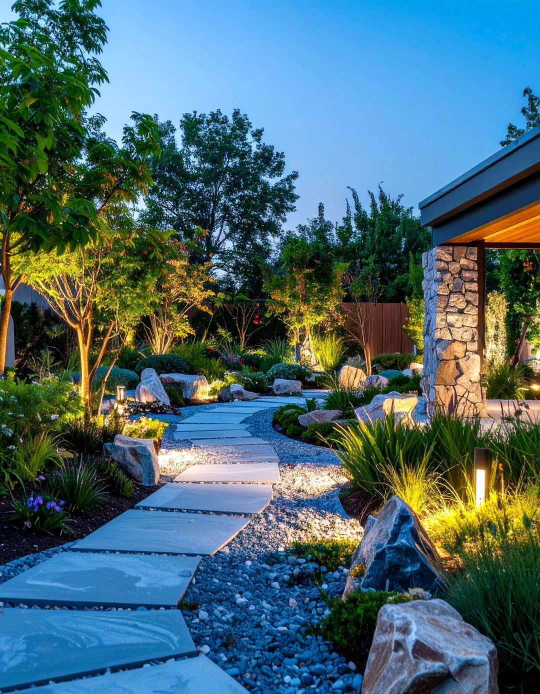 Bluestone Sculpture Garden Setting - 24 Bluestone Patio Ideas