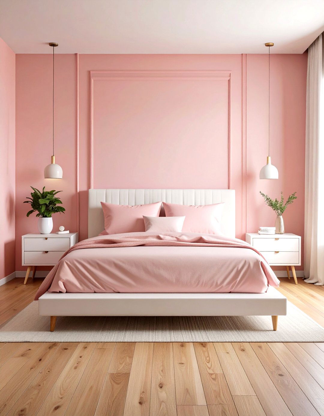 Blush Minimalist Bedroom Design - 24 Pink and White Bedroom Ideas
