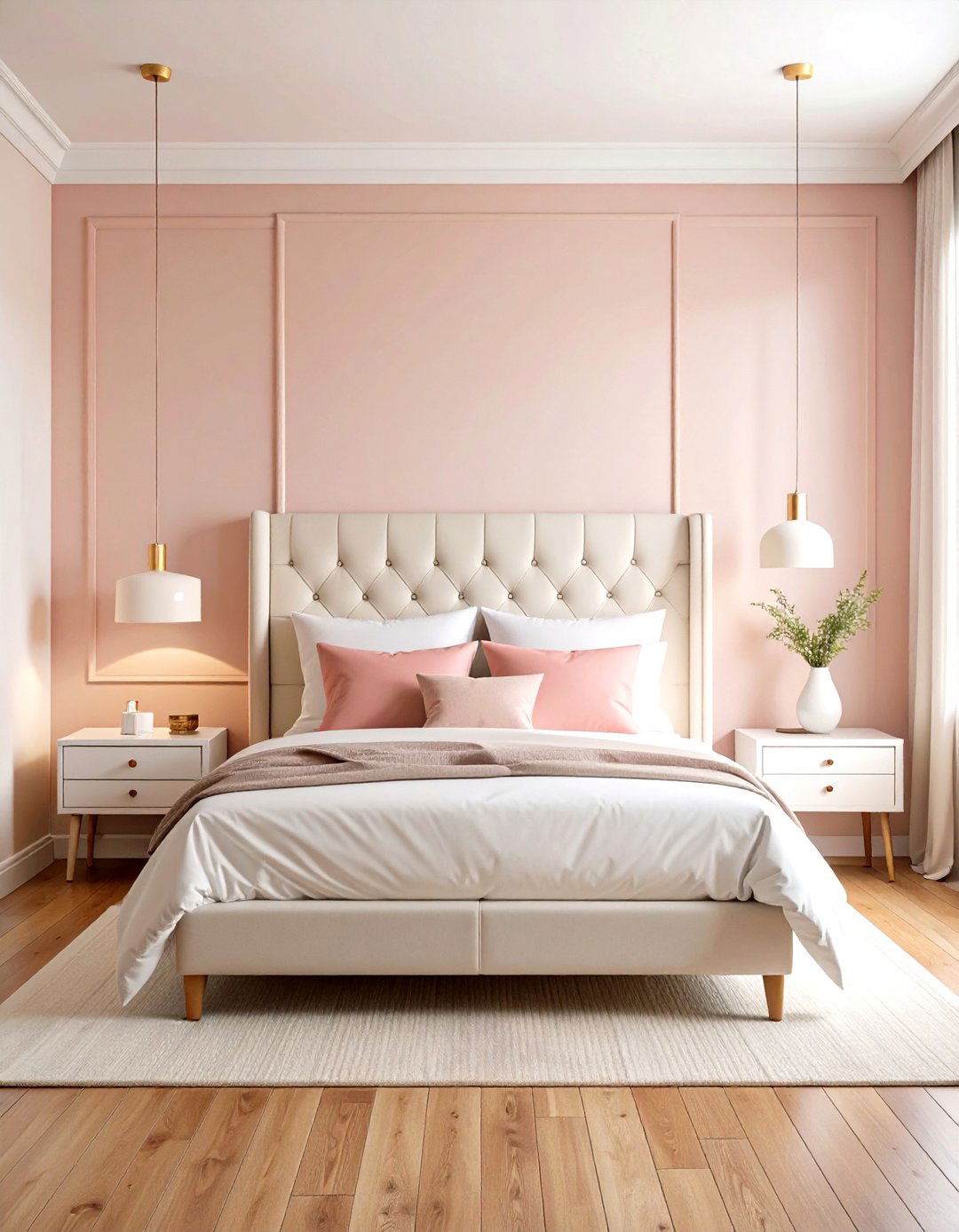 Blush Pink Accent Wall Bedroom - 24 Pastel Bedroom Ideas