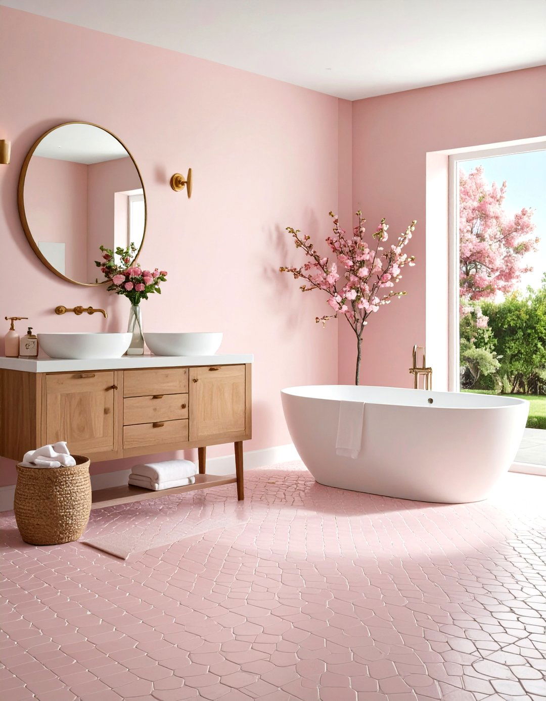 Blush Pink Feminine Sophistication - 24 Penny Tile Bathroom Floor Ideas