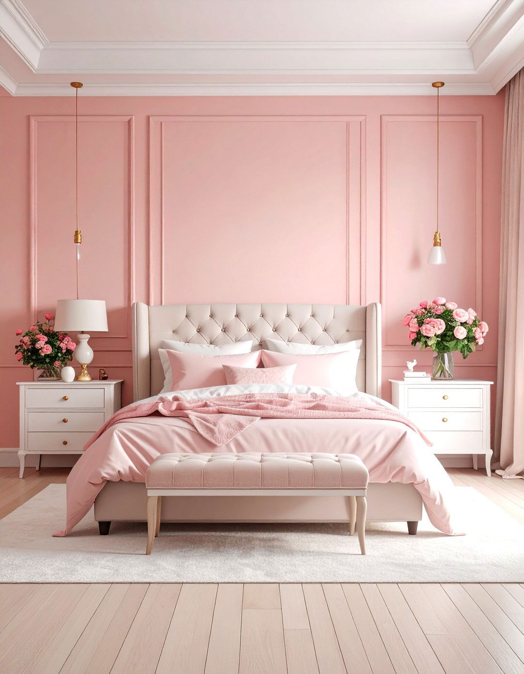 Blush Pink Master Bedroom Romance - 24 Monochromatic Color Schemes for Rooms