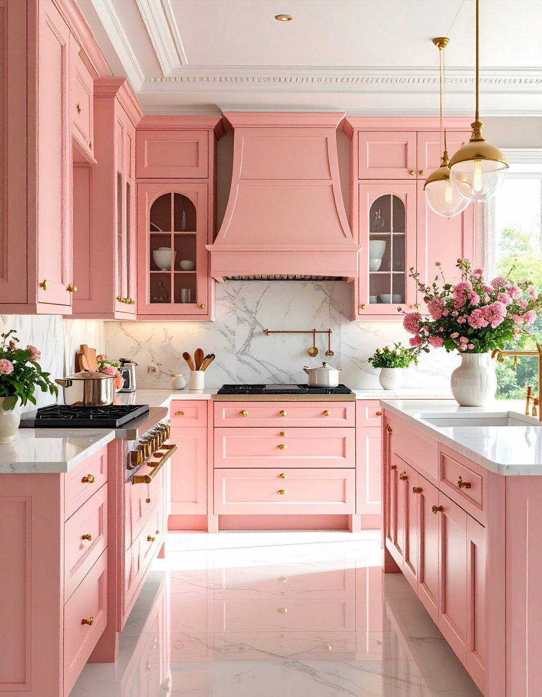 Blush and Brass Traditional Kitchen - 24 Pink Kitchen Ideas