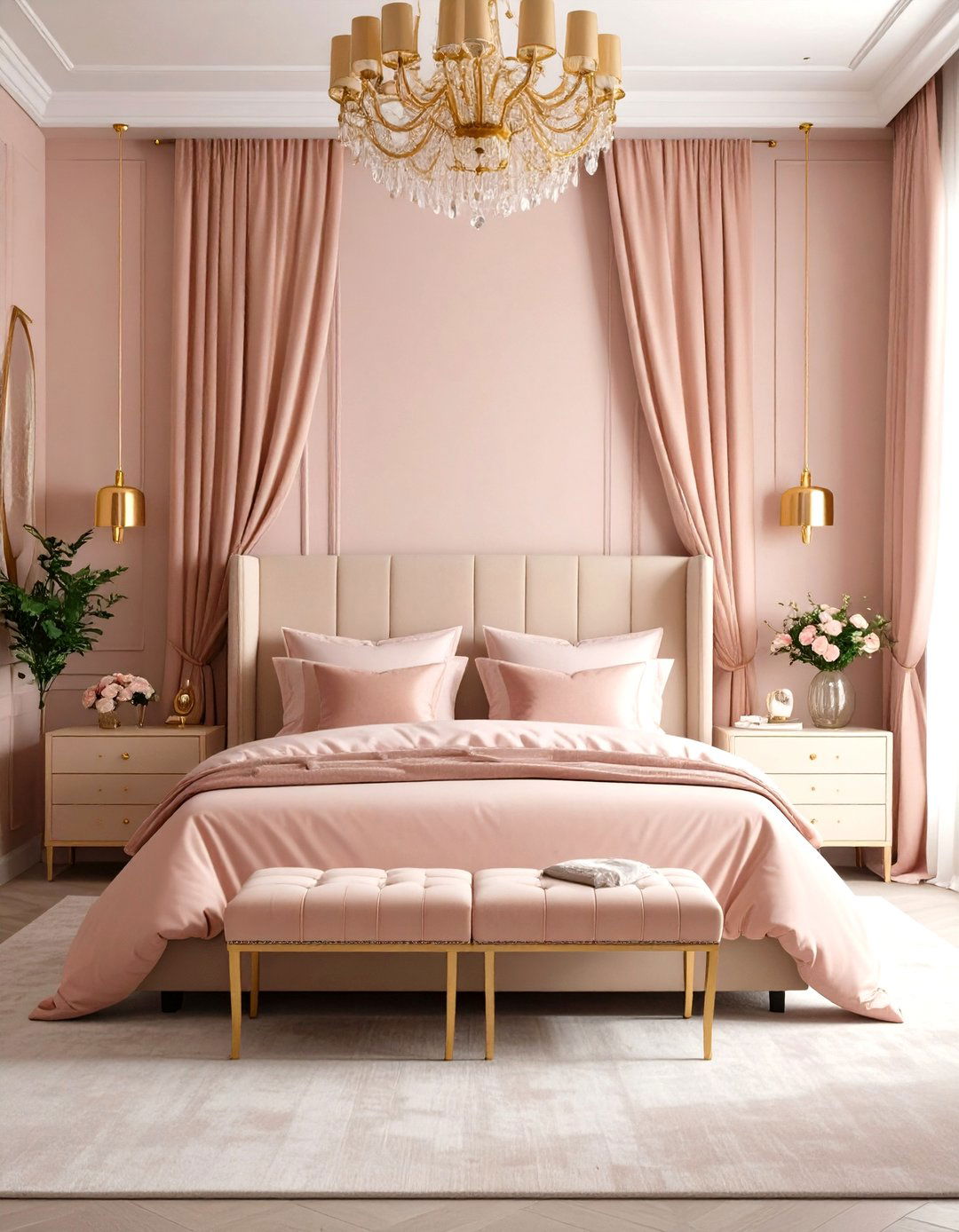 Blush and Gold Master Bedroom - 24 Pastel Room Ideas