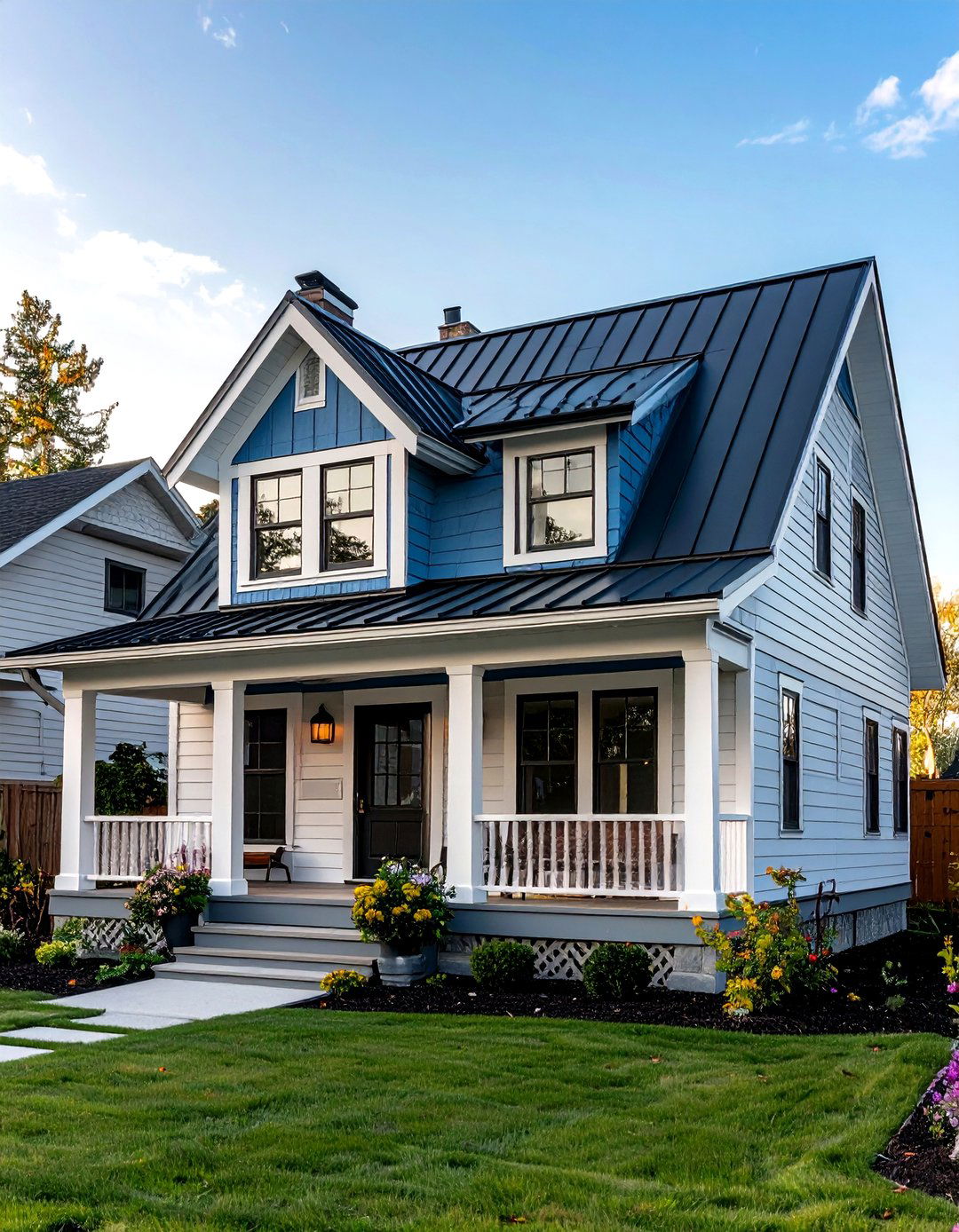 Board and Batten Siding with Metal Roofing - 24 modern cottage house exterior ideas